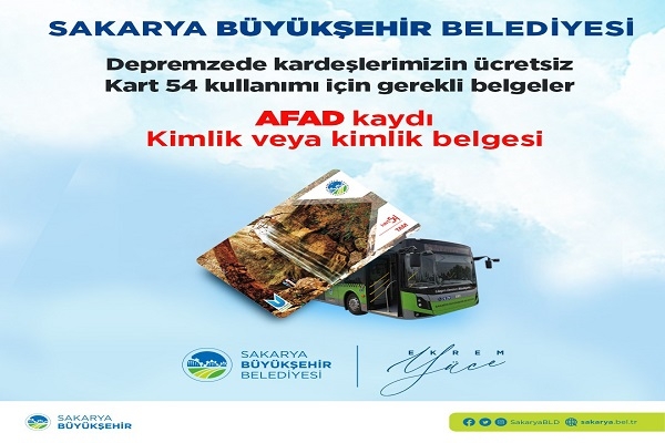 Sakarya'da depremzedeler ulaşımdan ücretsiz yararlanacak